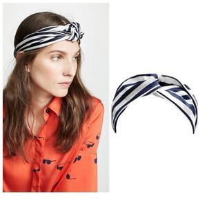 NWT Slip Pure Silk‎ Headband Black and White Striped New NIB